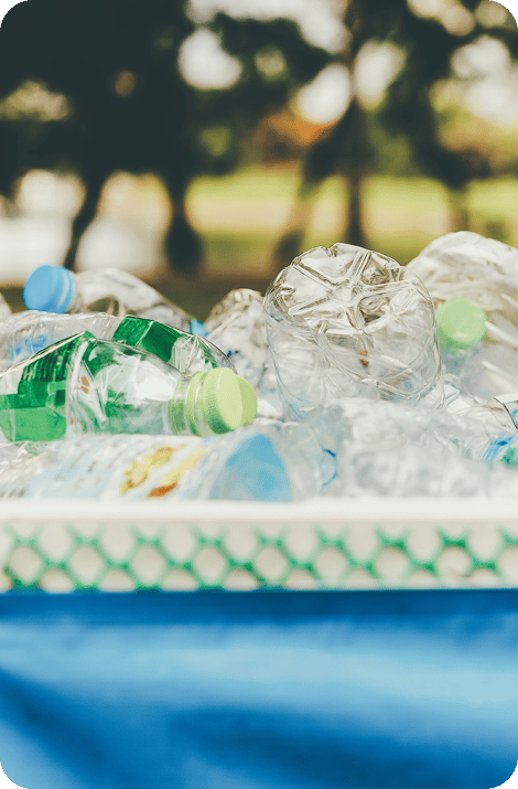 Collected plastic bottles and materials for recycling