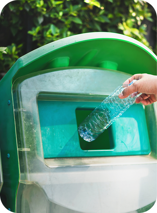 Plastic bottle placed in a recycling bin