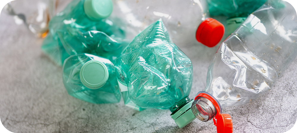 Used plastic bottles gathered for recycling